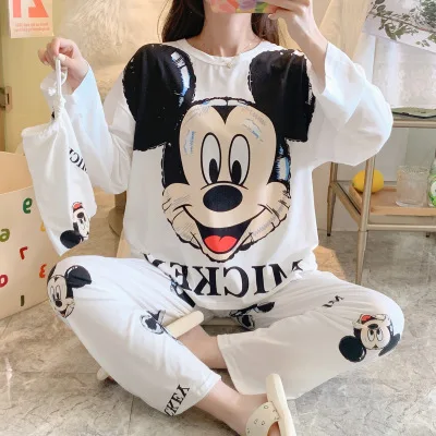 Оптовая продажа длинная одежда для сна ночные костюмы Piyama Lucu Daster Wanita Baju Tidur Корейская Милая Пижама Дамская пижама женщин