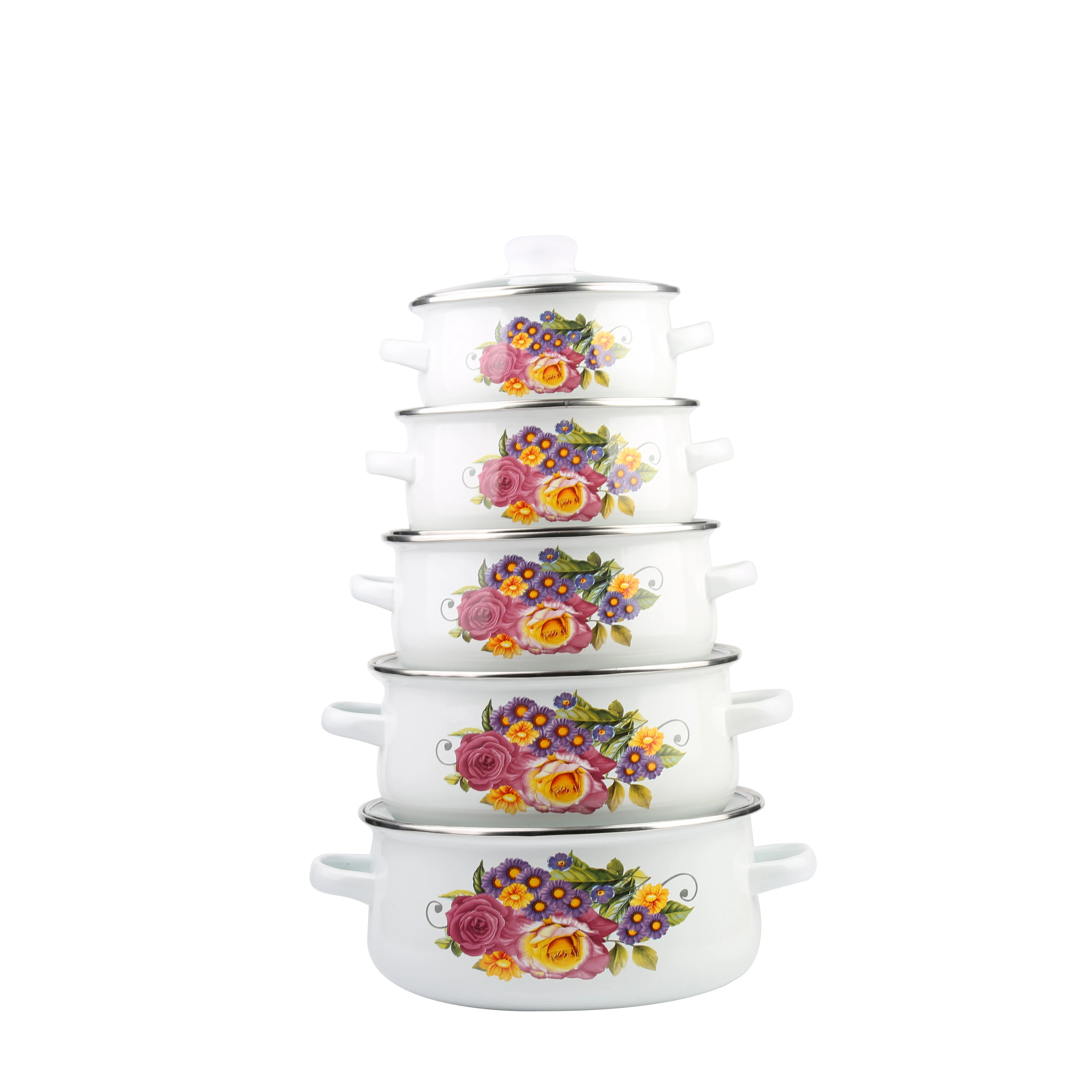 Enamel Casserole Sets 16/18/20/22/24cm AVON Ollas de Peltre Enamel Cookware Bateria hetera sweet cottage Florence