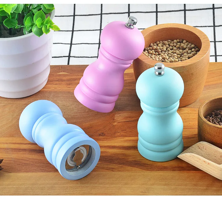 Blue pink color stainless steel ceramic manual mini cumin herb mill spice salt and pepper grinder set