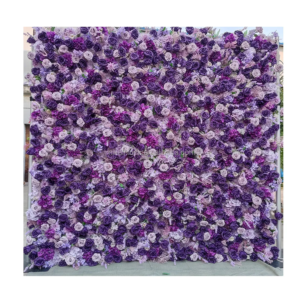 Lilac Flower Wall  Romantic Purple Lavender Rose Flower Backdrop Wedding Decoration