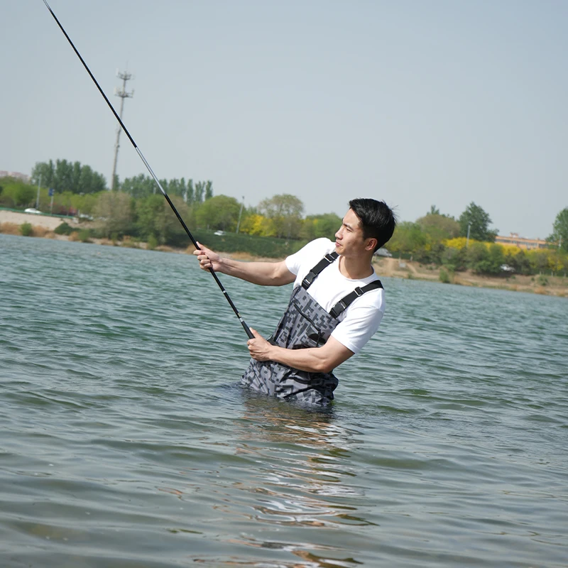 Men Breathable Chest and Waist Convertible Waders for Fishing Hunting Stocking Foot and Boot Foot Waders
