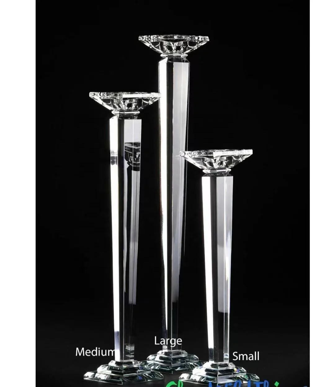 wholesale set of 3 beautiful tall wedding party centerpiece K9 crystal tealight candle holder