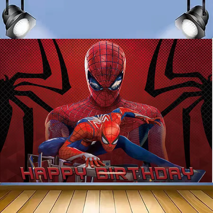 Marvel Spiderman Backdrop Party Decoration Spider Man Backgroud Birthday Baby Shower Cloth Supplies Kids Photography Backdrop