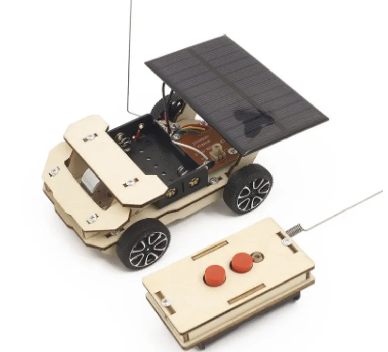 
STEM remote control car kids solar educational toys wooden 