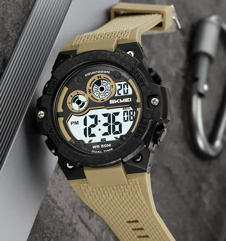 Stylish water-proof stop watch SKMEI 2337 minimalist digital stopwatch with yellow tpu watch band orologio