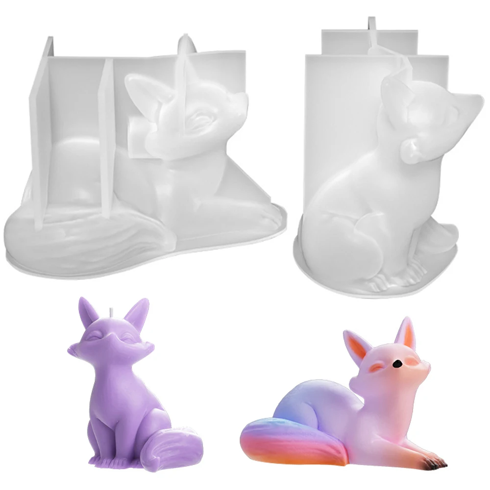 Kaijie DIY Кристалл капание гель 3D мультяшное зеркало маленькая лиса благовония свечи гипс украшения силиконовая форма