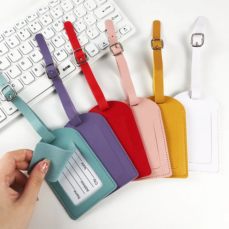 New hot selling multi-color airplane boarding pass creative travel tag vertical flip cover leather PU luggage tag in stock
