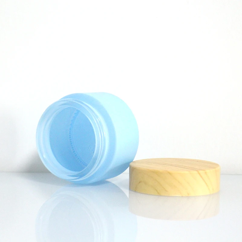 Hot sale Customization Cosmetic Glass Jar Frosted Clear 30g 50g 100g Glass Cream Jar with Bamboo Lids