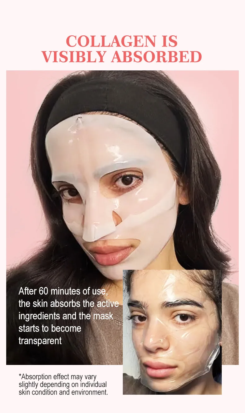 Hot New cosmetics hydrogel peptide collagen face mask sheet with whitening lifting pore minimizing face beauty masks