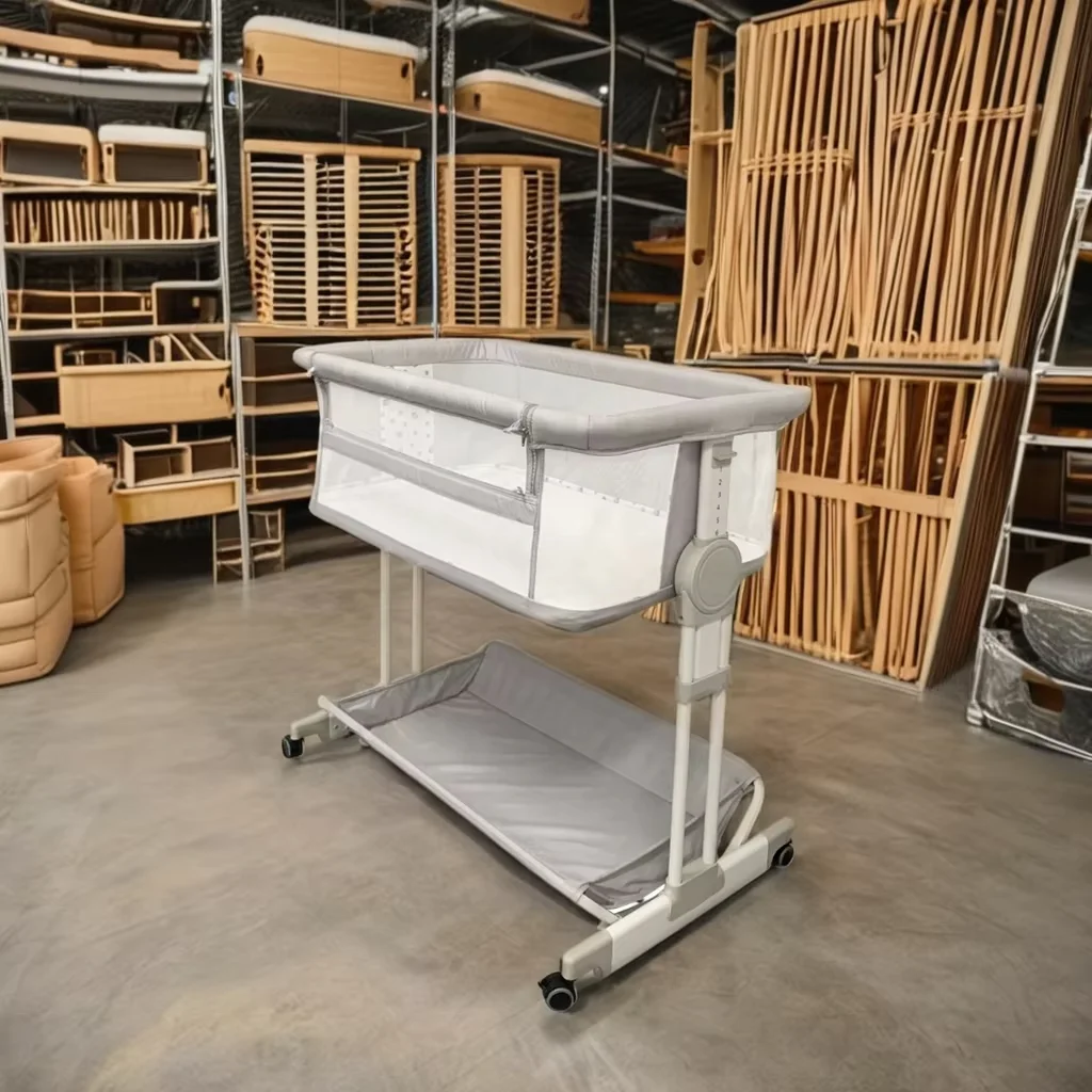 Baby 2-in 1 Customizable Indoor Safety Plastic Aluminum Kids Bed Folding Baby Cots