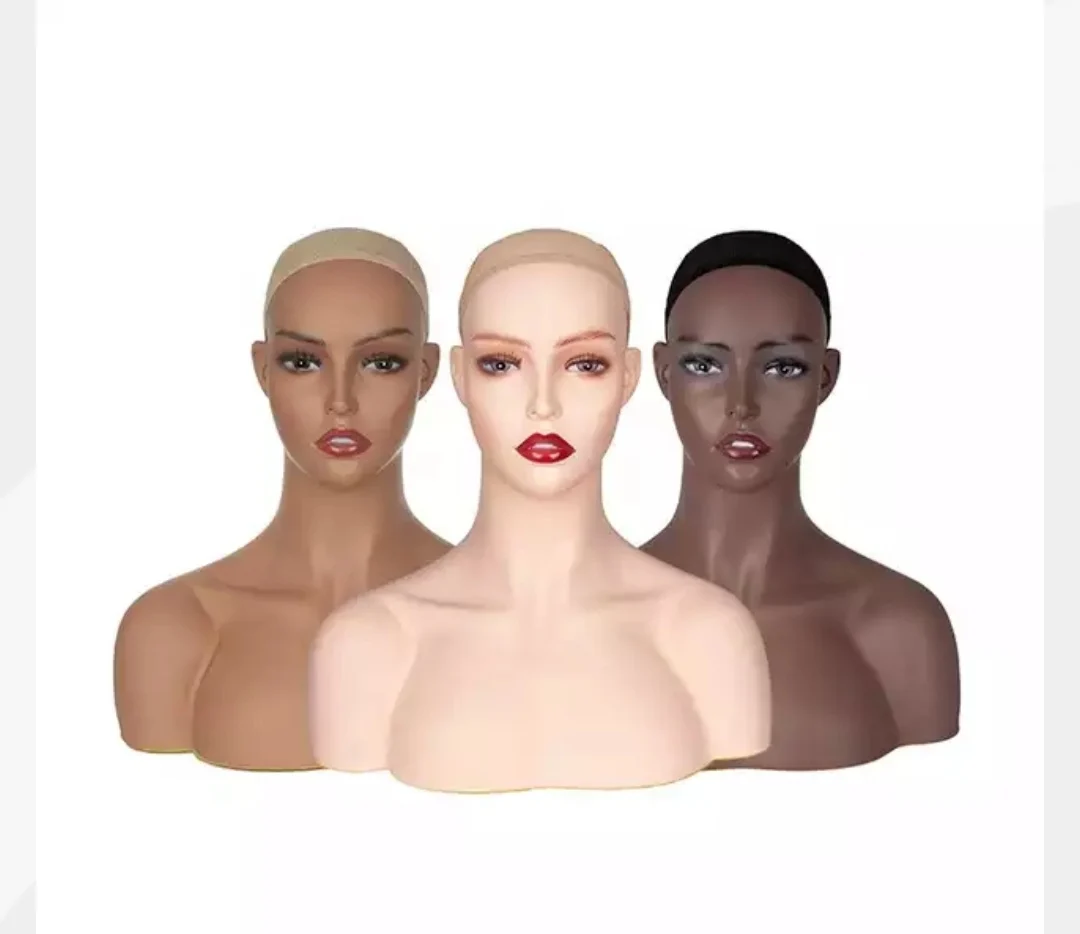 Manufacturer wholesale wig display mannequin head mannequin head with shoulder African American mannequin head