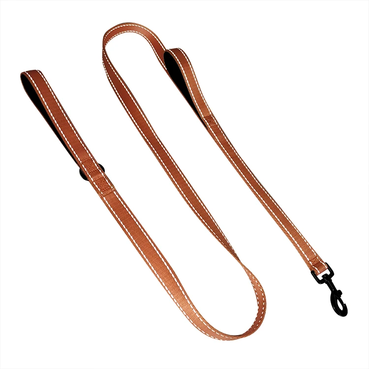 Custom Brand Name Logo Printed Nylon Reflective Dog Training Leash For Sale