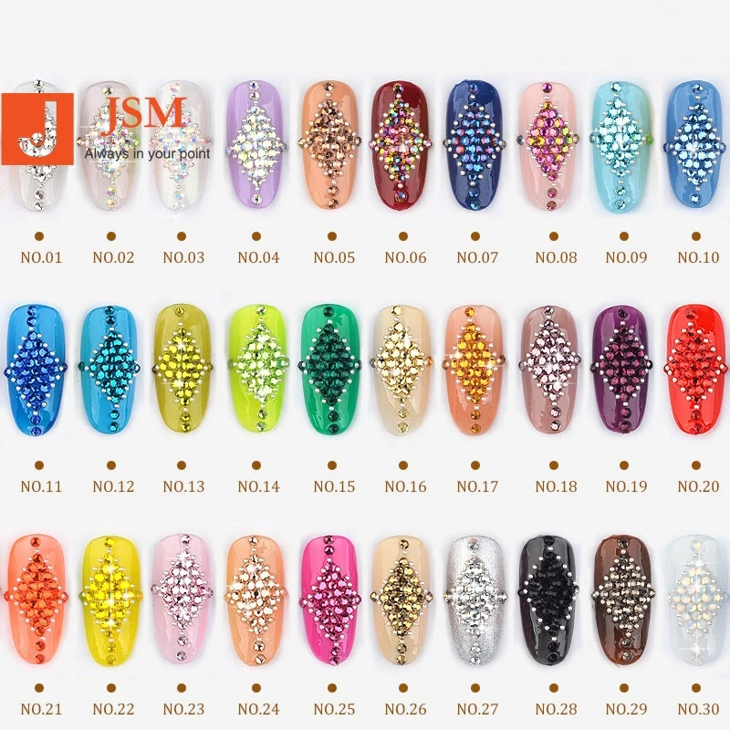 Стразы для ногтей Beautypapa 1440 шт. SS6 30 цветов, стеклянные камни без горячей фиксации, очаровательные стразы, украшения для маникюра
