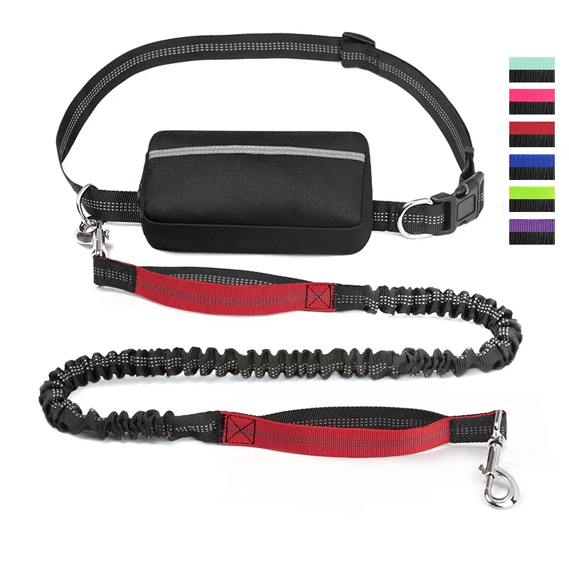 Wholesale Pet Dog Leash Outdoor Adjustable Luxury Nylon Bungee Hands Free Reflective Pet Dog Running Leash