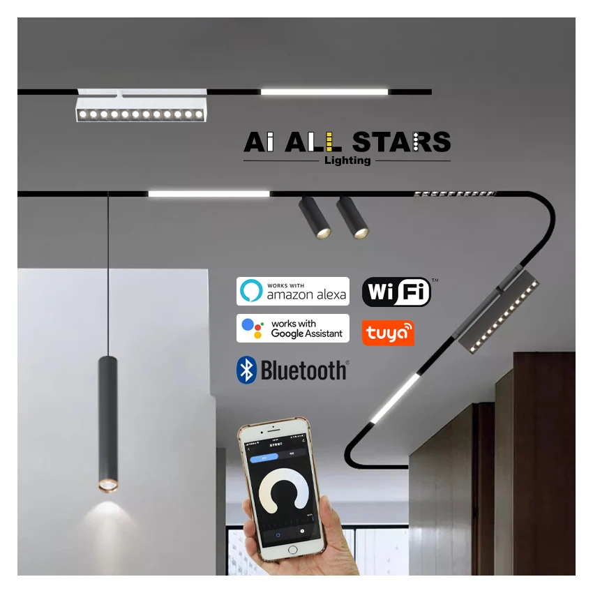 High Quality Indoor Smart Home Decoration 48V Linear Magnetic Track Light LED System 20mm Track Light Magnetic LED Light