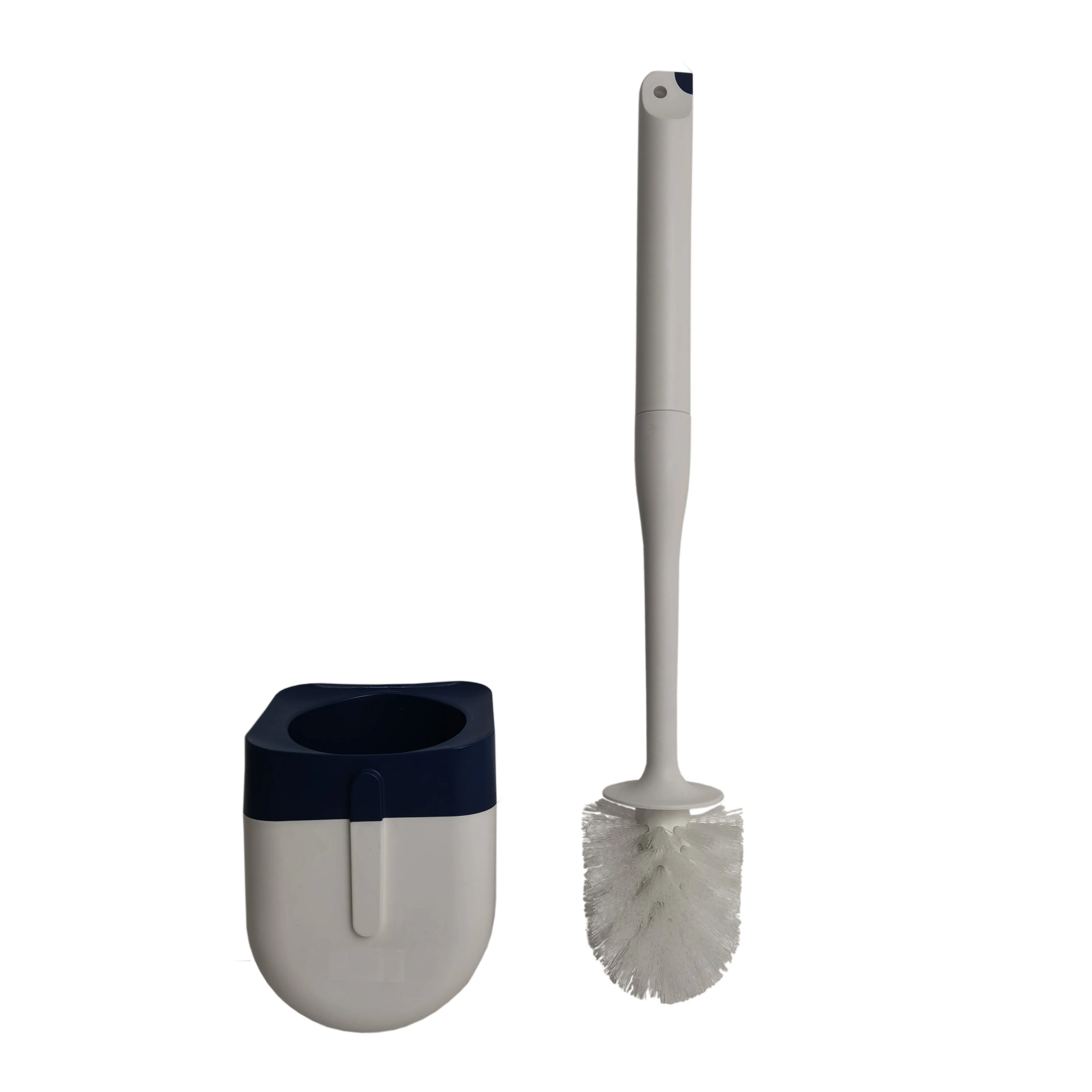 toilet brush with holder with 3 section disassemble handle and round shape bristle