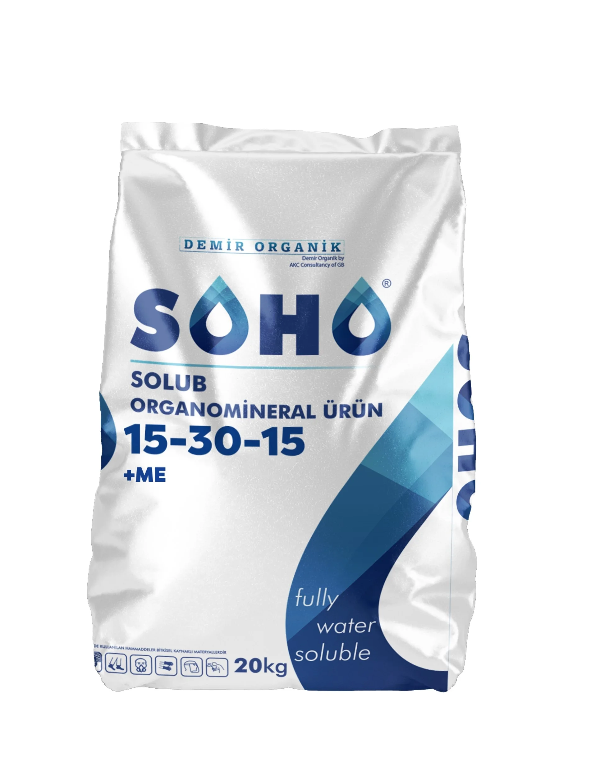 100% Water Soluble Organomineral Drip  Powder  Fertilizer SOHO 20 kg 15-30-15