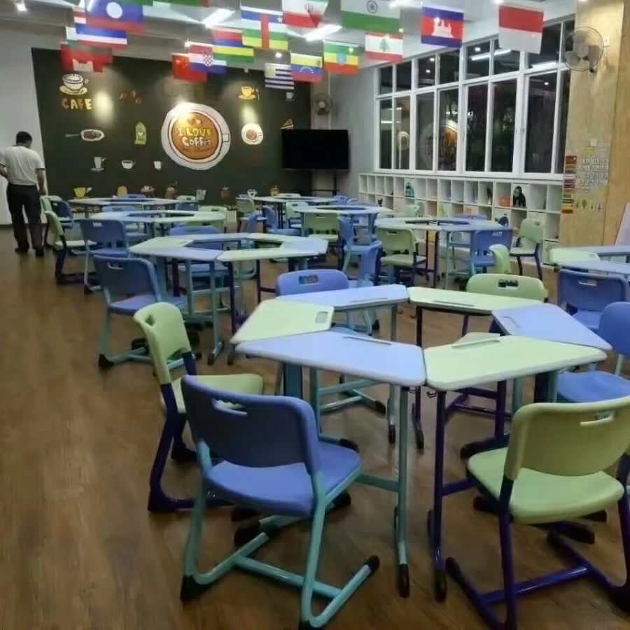 Wholesale Modern Simple School Student Table Desk and Chair Metal plastic Material for Preschool Kindergarten University