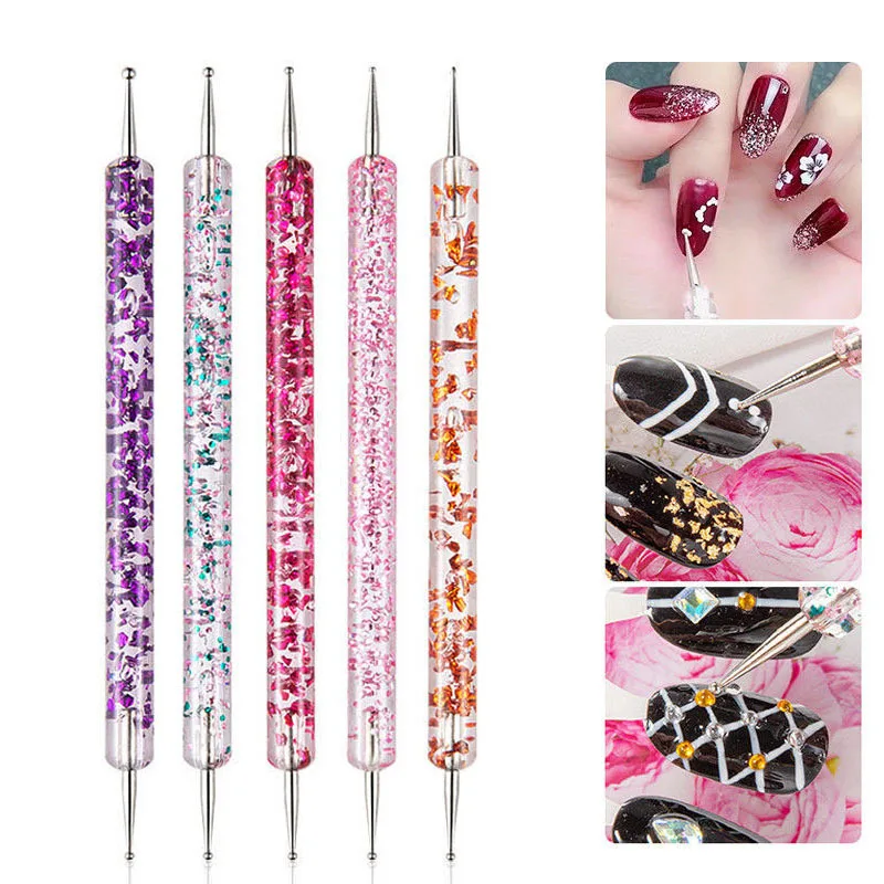 5pcs Nail Art Brushes Dotting Pen Acrylic Flower Dot Drawing Painting Manicure Tools Dual-ended Nail Decoration Accessories