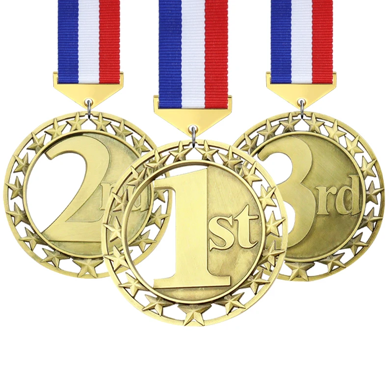 2023 Custom Metal 3D Finisher Honor Gold Silver Bronze Embossed 1St Place Medals