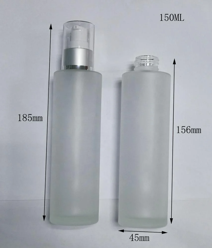Hot sale 150 ml  frosted cosmetic glass  bottle skin care  lotion pump bottle