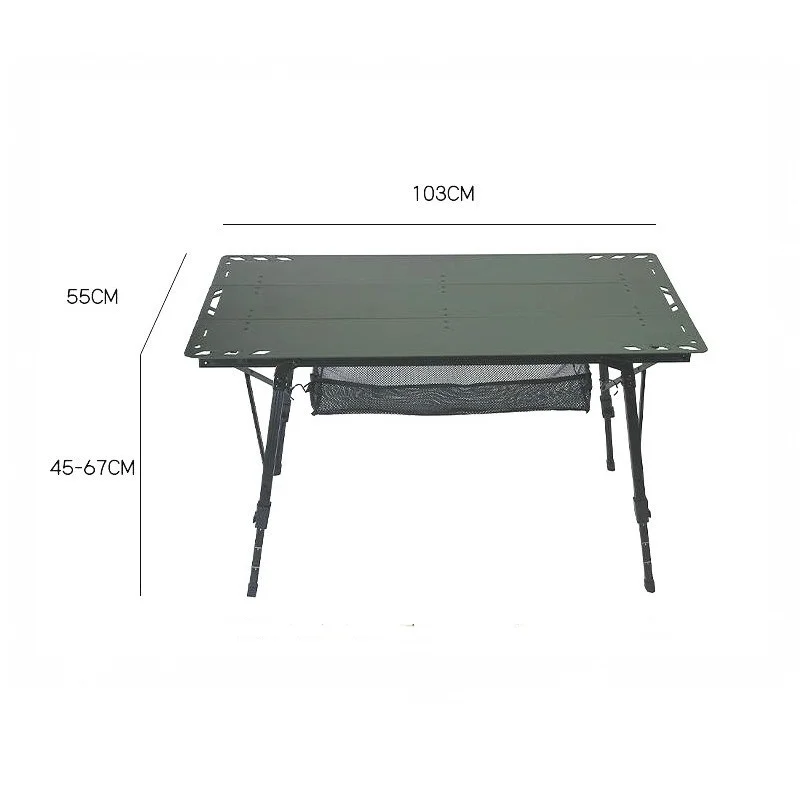 Picnic Outdoor Three-Stage Folding Table, Portable Table with Adjustable Legs, Aluminium Alloy Table for Camping