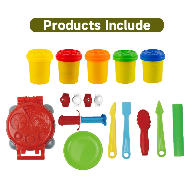 Custom Plasticine And Tools Play Kit Kids Intelligent Clay Moulds Imaginative Hamburg Restaurant Toy Dough Set for Children