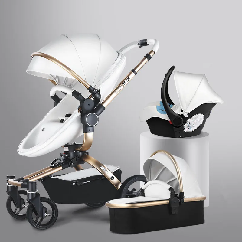 High Quality Aulon Luxury Baby Stroller 3 in 1 High land-scape Fashion Good Carriage European design Pram wheels