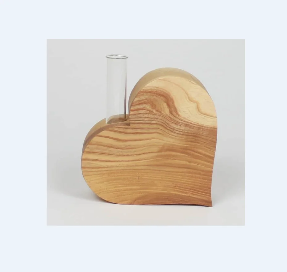 Деревянная ваза в форме сердца, большая ваза в форме сердца для цветов с пробиркой (1600571104813)