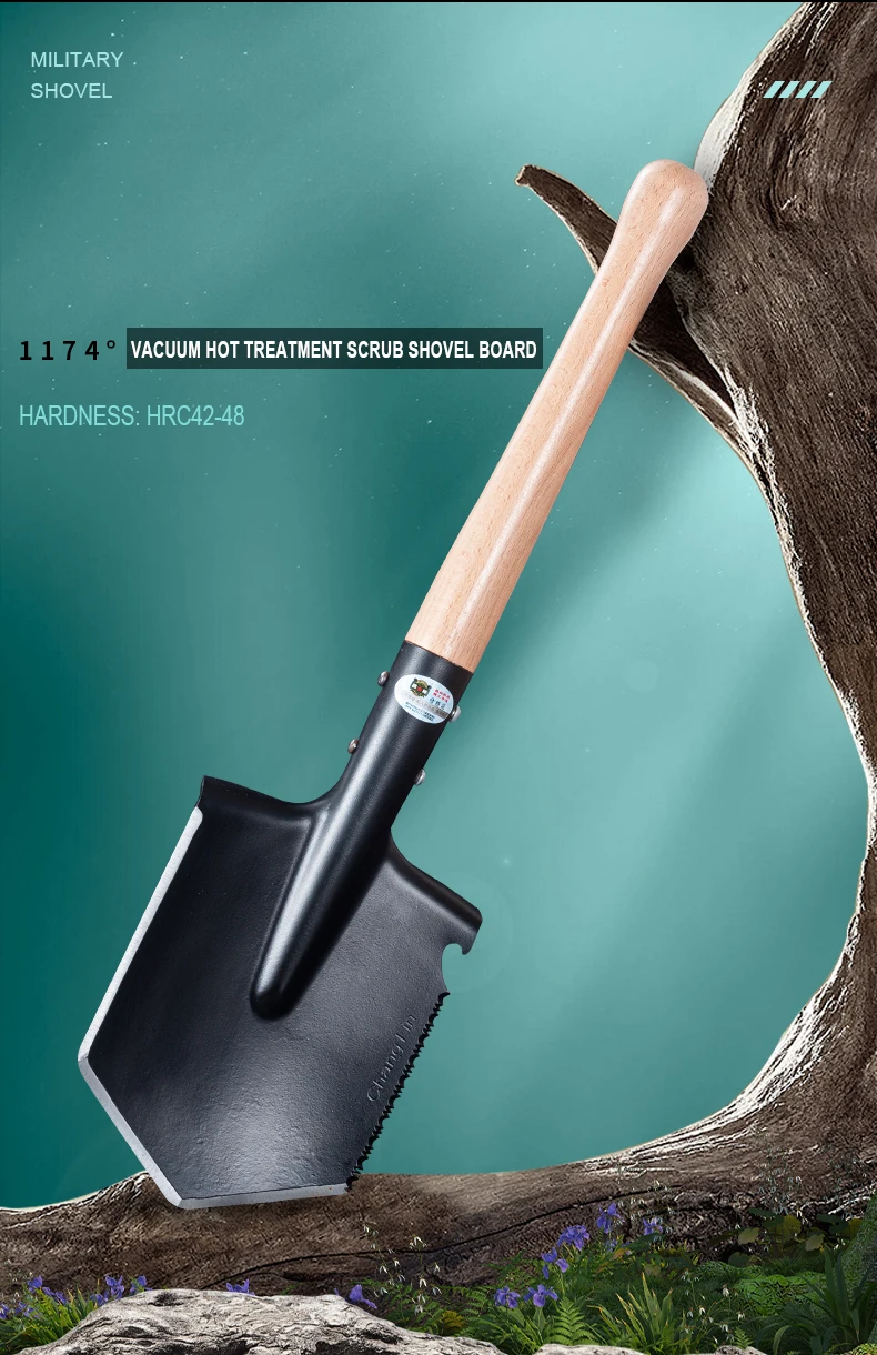 Light Weight Wood Handle Car Emergency Shovel Garden Outdoor Shovel OEM Customized Survival Shovel