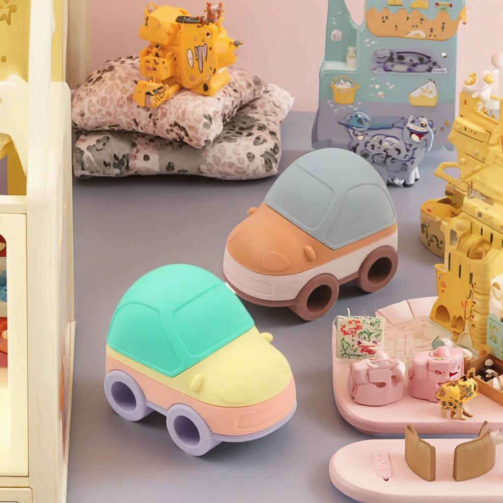 Early Education Silicone Baby Puzzle Car Stacking Building Blocks DIY Toddler Vehicles Toy with Game Function