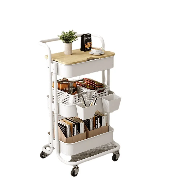 Wholesale bathroom 3-layer carbon steel shelves  practical storage vehicle  kitchen trolley with brake  snack truck