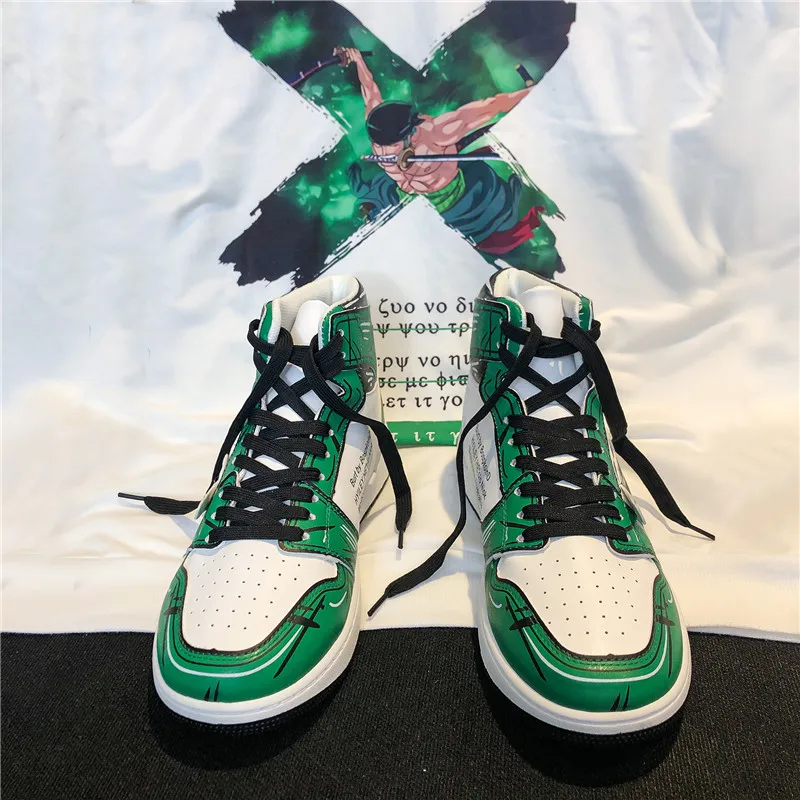 Ziitop Оптовая Продажа модная износостойкая Аниме One Piece Roronoa Zoro высокие ботинки 3D мужская обувь для скейтборда