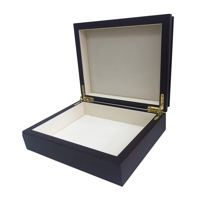 Top luxury laser cut ramadan wooden gift packaging box perfume gift box with PU leather on top cover