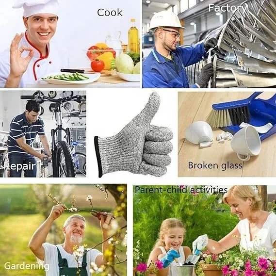 Durable Kitchen Food Grade 5 Protection Safe Cooking Cutting Work Safety Cut Resistant Gloves For Meat Cutting Wood Carving
