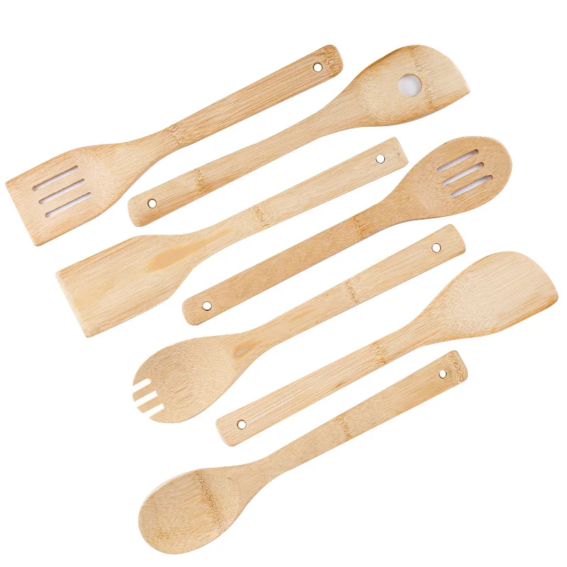 High Quality Bamboo Shovel Kitchenware Bbq Barbecue Cooking Utensil Holder Kitchenware Set Bamboo Shovel Spoon