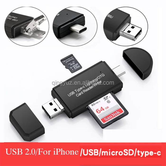 Горячая Распродажа OTG Type-c USB 3 0 Micro SD TF кардридер записывающее устройство для iphone ПК мобильного телефона