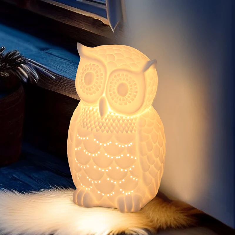 Cheap price custom design accept ceramic hotel home decor lamp 3d visualization lamp anime owl desk lamp for kids