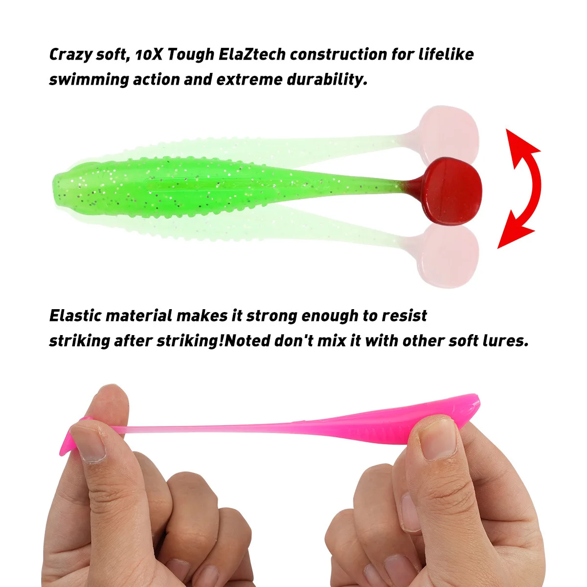 SL088-1PCS Wholesale 8cm T Tail Shad Soft Bait Plastic Ribbed Swimbait Bass Seawater TPR Soft Fishing Lure