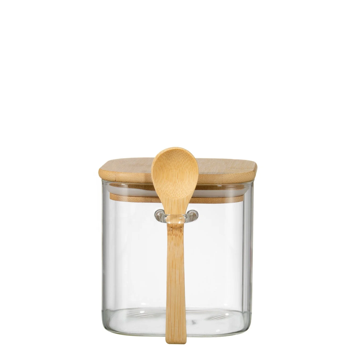 Samyo Stackable Glass Food Storage Containers Set  Spice Glass Jars with Bamboo Lids for Kitchen Pantry Organization