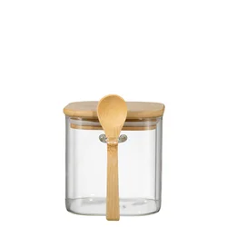 Samyo Stackable Glass Food Storage Containers Set  Spice Glass Jars with Bamboo Lids for Kitchen Pantry Organization