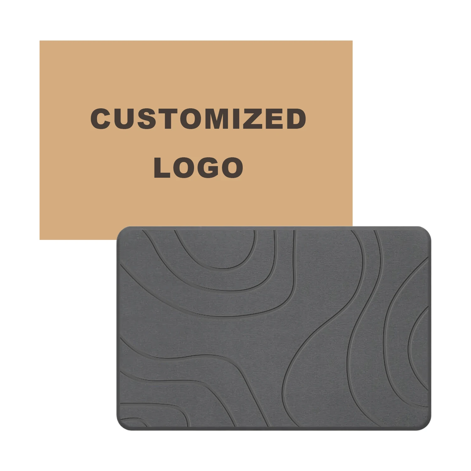 Skymoving New Quick Dry Stone Bath Mat Diatomaceous Earth Shower Pet-friendly Absorbent Diatomite Stone Mat Bathroom Anti-Slip