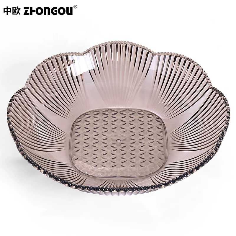 Factory price food grade PS fruit tray transparent plastic fruit dish plastic plates wholesale fruit dishes