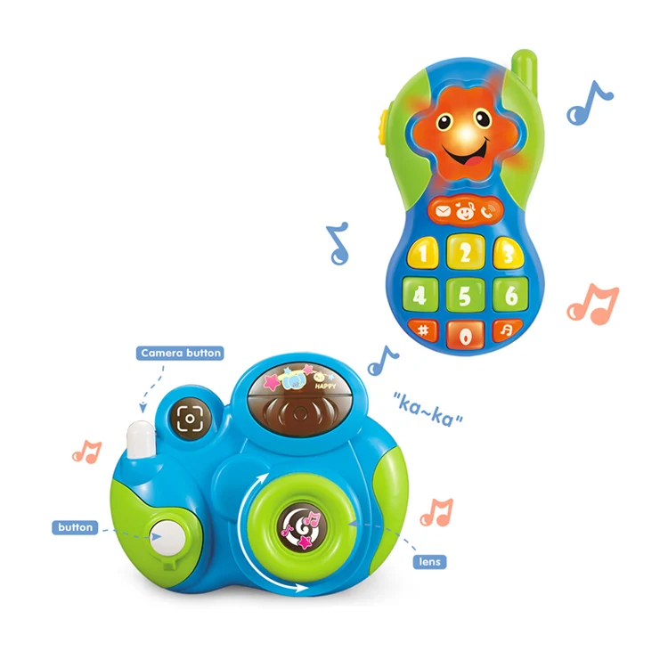 2 In 1 Educational Safety Plastic Mobile Phone Music Light Cartoon Camera Children Preschool baby Learning Toy