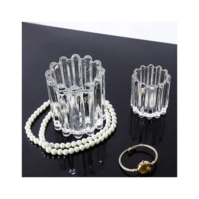 Korean Style Gear Cylindrical Glass Cup Makeup Brush Bucket for Tabletop Decor and Sublimation Ornaments
