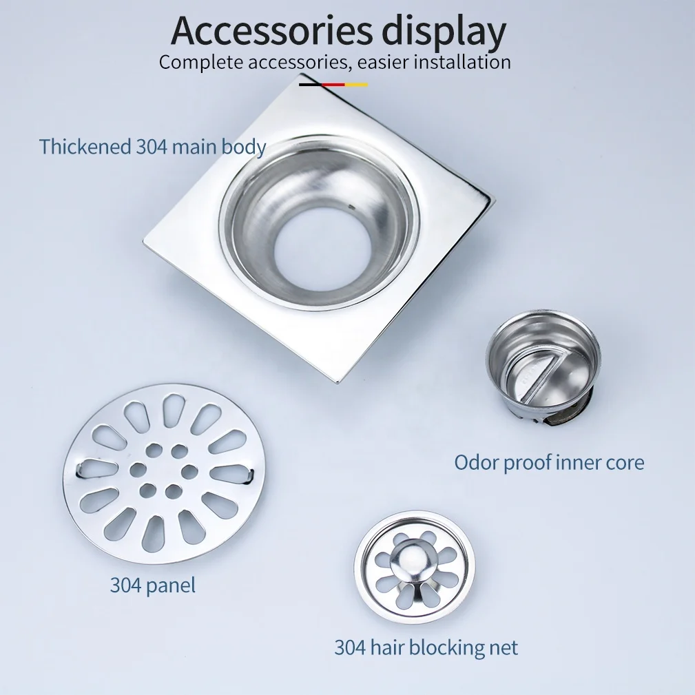 Cheap wholesale Floor Trap Drain Toilet Floor Drain 304 Stainless Steel Silver  Polish for Use Bathroom Kitchen