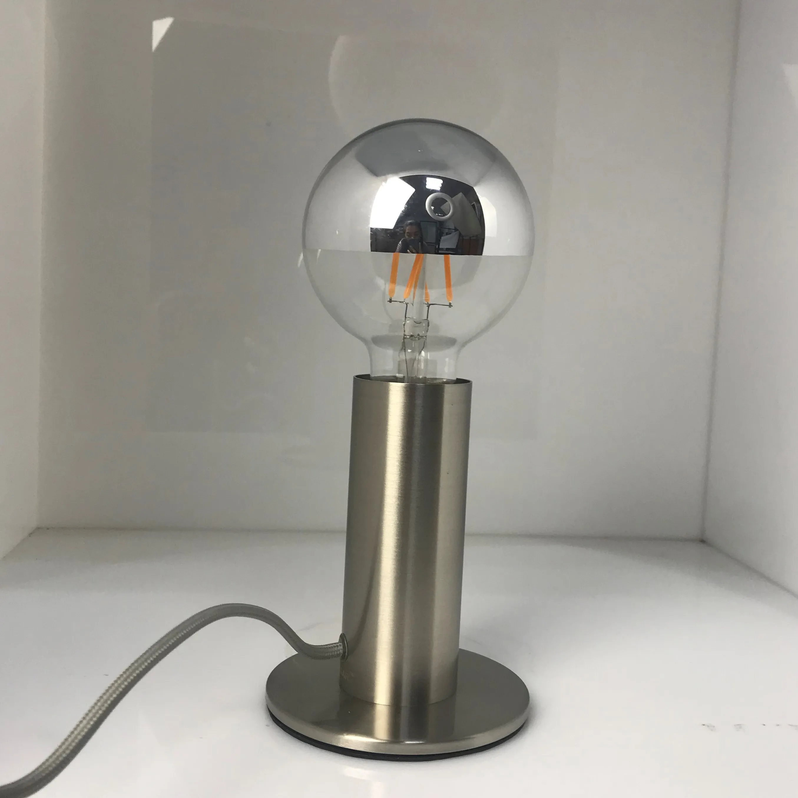 Touch light dimmable silver modern cylinder lamp dimming metal brushed decorative table lamp Cyberpunk