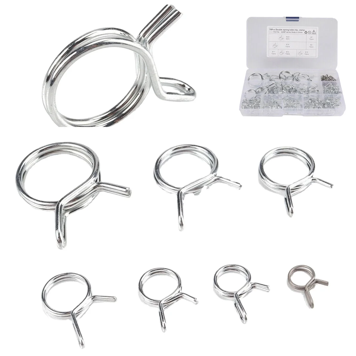 Double Wire Spring Hose Clamp 304 Stainless Steel Hose Fuel Line Silicone Tube Spring Clamp
