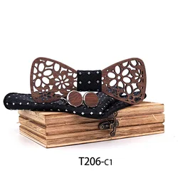 Модный набор галстуков-бабочек ручной работы из массива дерева, деревянные манжеты высокого качества