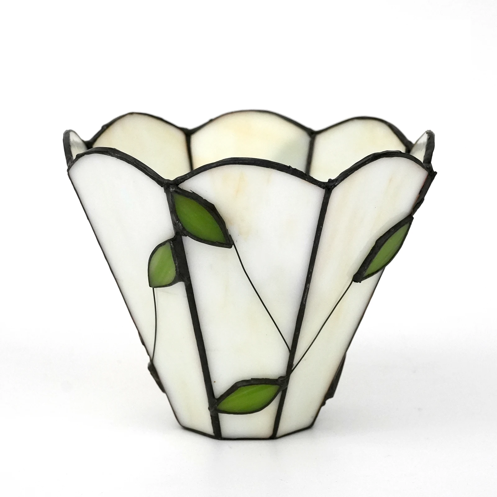 Tiffany Replacement Lampshade, Stained Glass Vintage White Blue Green Leaf Shade Cover Accessarioes For Chandelier, wall lamp